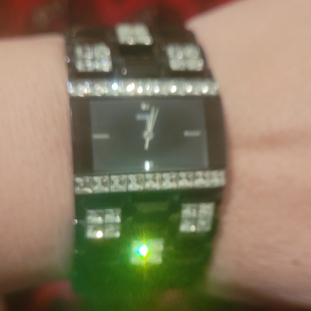 Elegant Black Watch with Crystal Accents